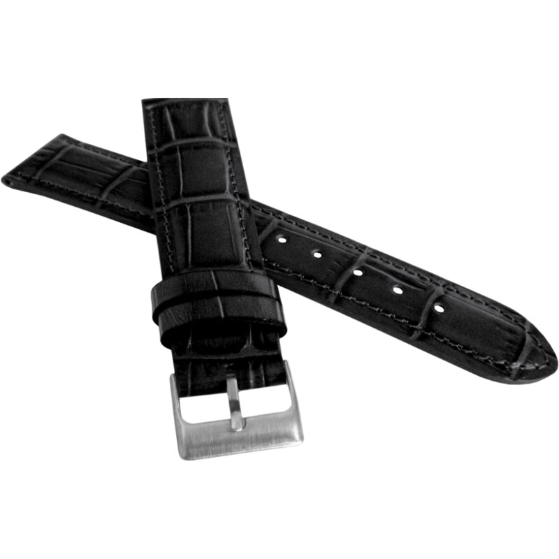 LAVVU Černý prošitý řemínek CROCO z luxusní kůže Top Grain - 16 112279674