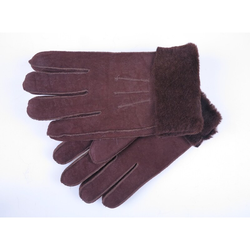 Splus Kožešinové rukavice prstové PR15 hnědé vel. M/L 55187208
