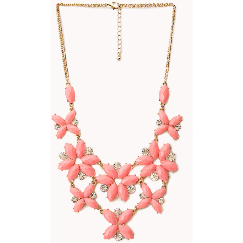 FOREVER21 Fancy Floral & Rhinestone Necklace