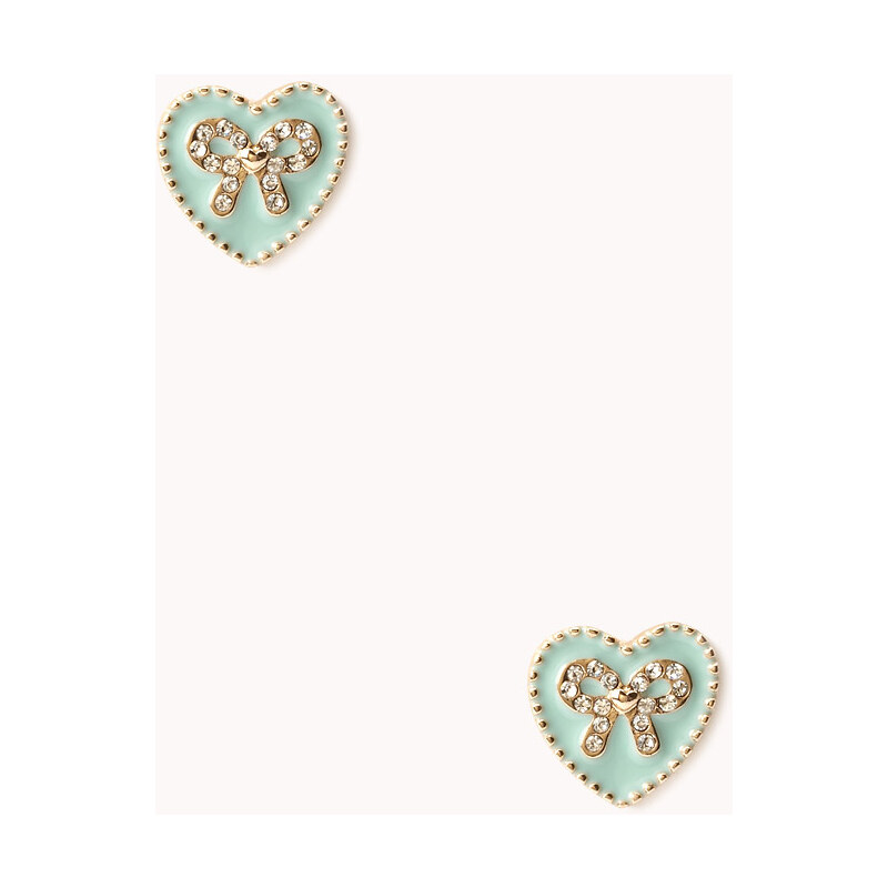 FOREVER21 Girly Heart-Shaped Bow Studs