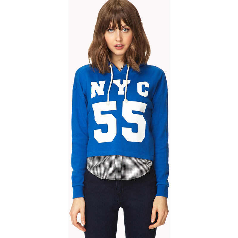 FOREVER21 Fresh NYC Cropped Hoodie