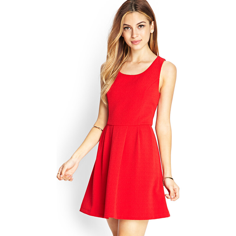 FOREVER21 Textured Fit & Flare Dress