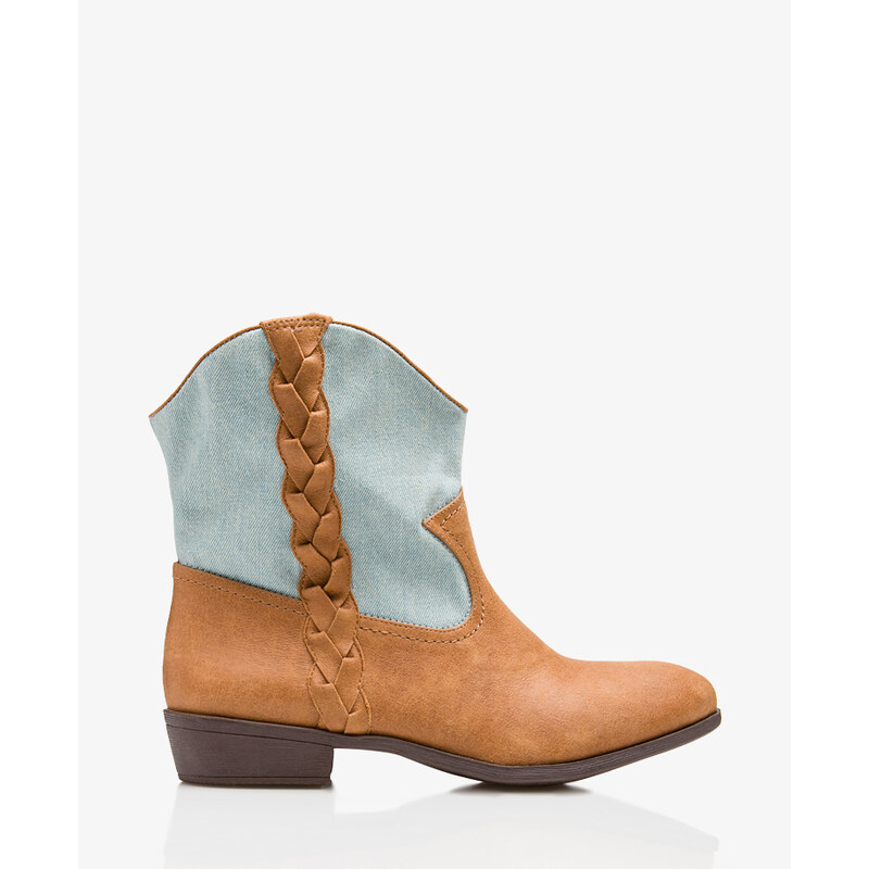 FOREVER21 Out West Denim Paneled Booties