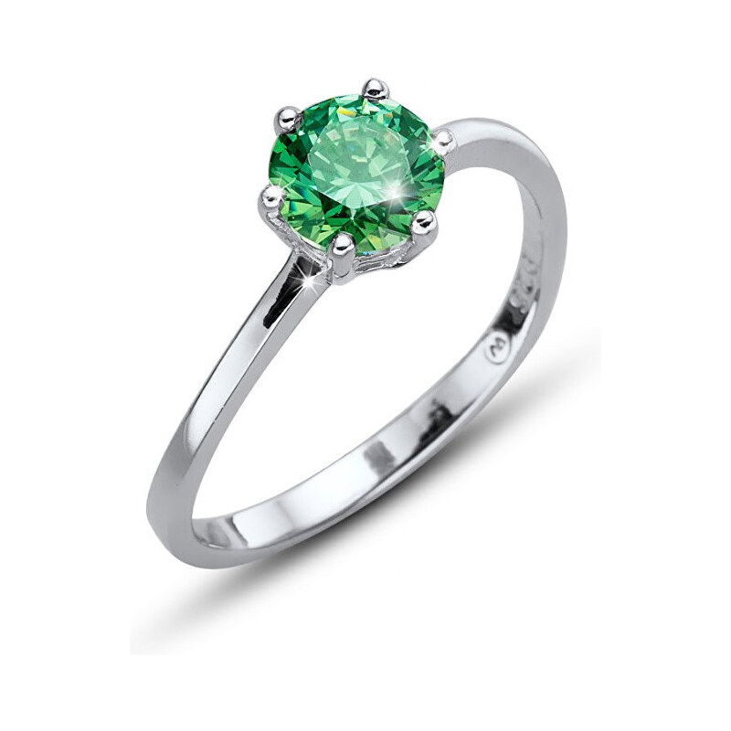 Oliver Weber Stříbrný prsten se zeleným krystalem Morning Brilliance Large 63220 GRE