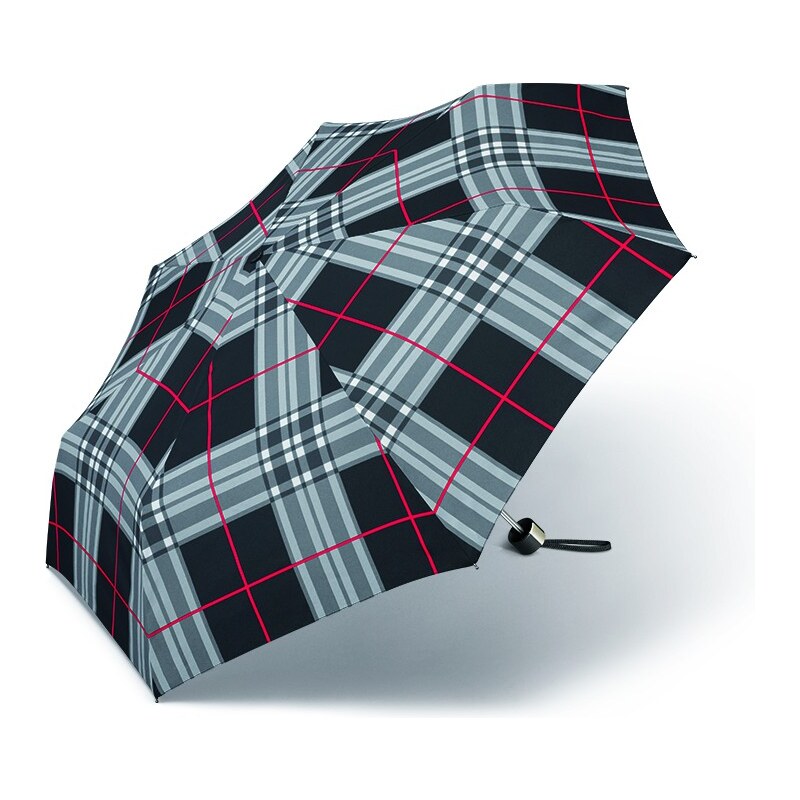 happy rain Deštník Alu light odlehčený černé káro poštovné zdarma