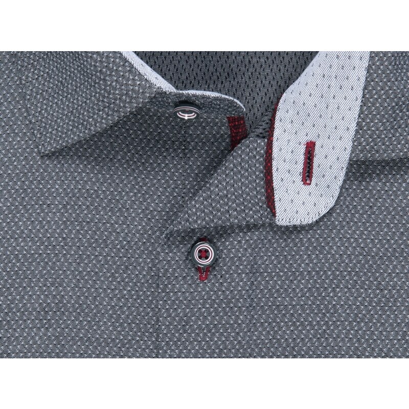 AMJ Pánská košile šedá vzorovaná VDR1000, dlouhý rukáv