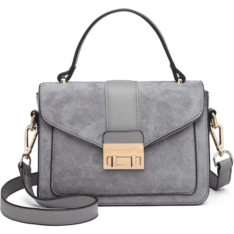 Miss Lulu Kabelka crossbody Suede Lock Grey