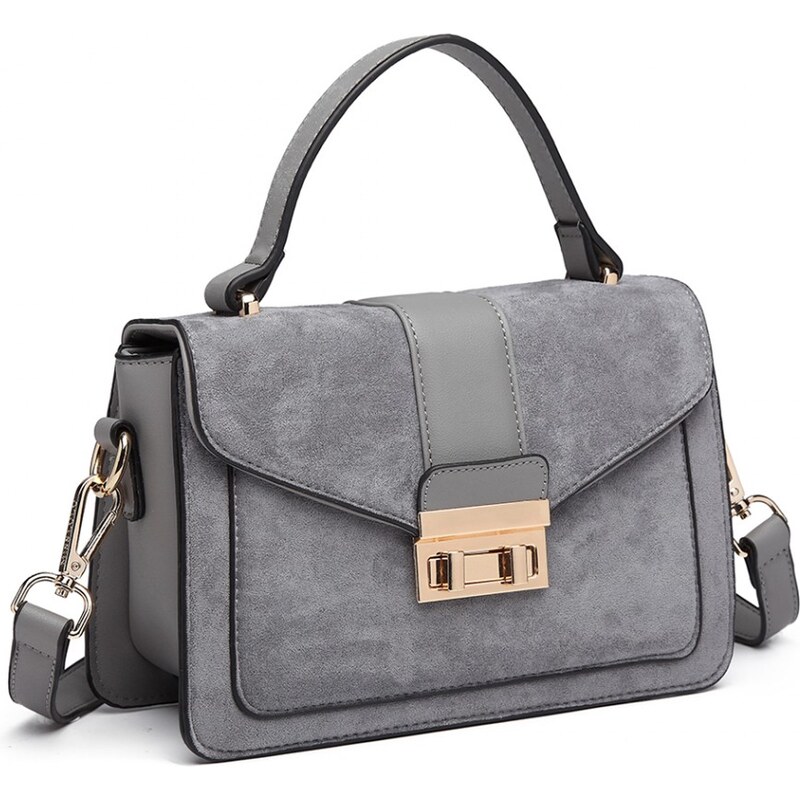 Miss Lulu Kabelka crossbody Suede Lock Grey