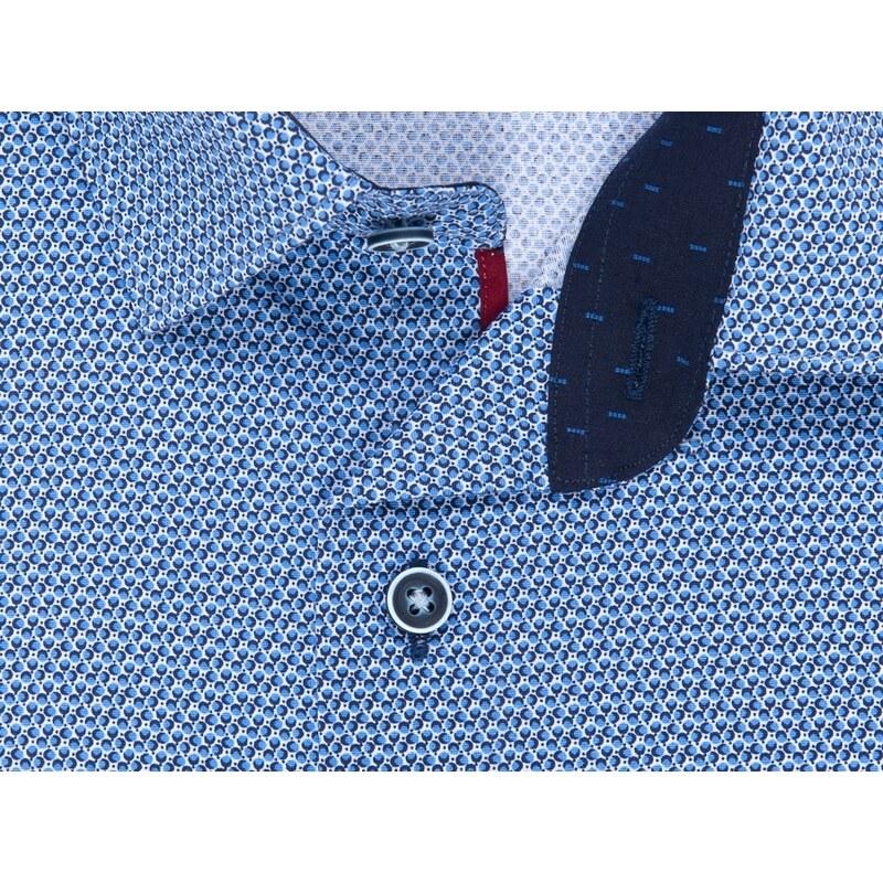 Pánská košile AMJ bavlněná, modrá puntíkovaná VDBR1037, dlouhý rukáv