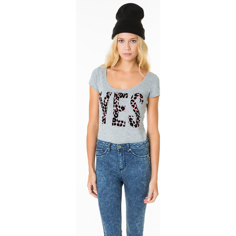 Tally Weijl Grey "Yes" Printed Top