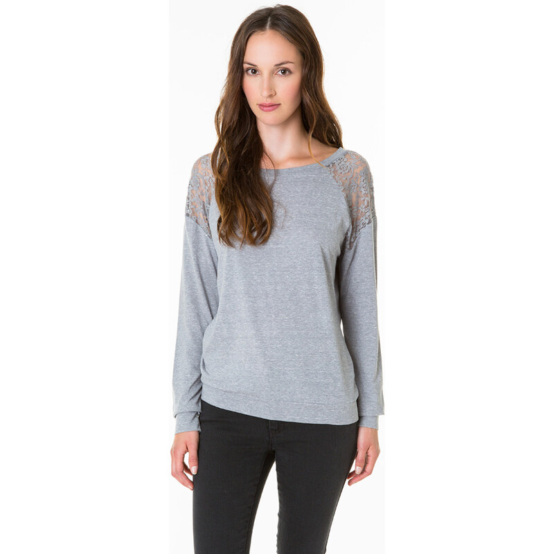 Tally Weijl Grey Lace Panels Top