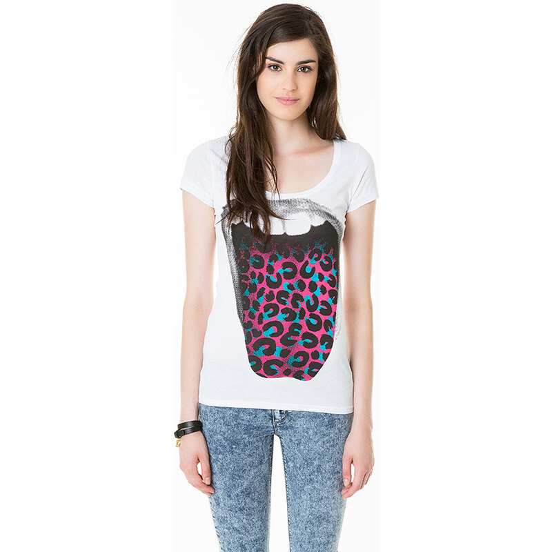 Tally Weijl White "Tongue" Printed Top