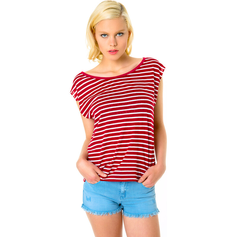 Tally Weijl Red & White Striped Top