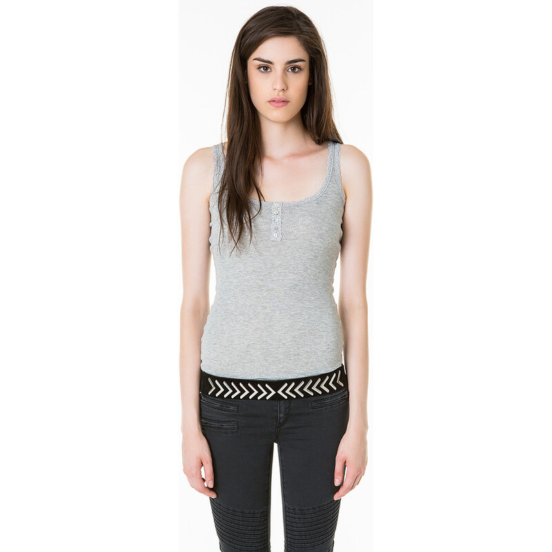 Tally Weijl Grey Basic Lace Vest Top