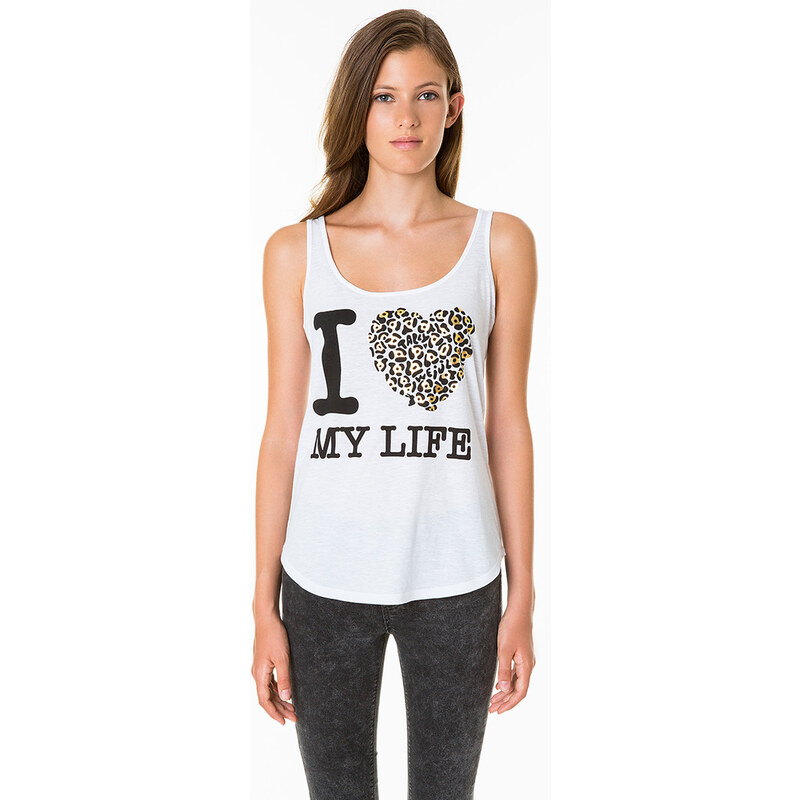 Tally Weijl White "Life" Print Top