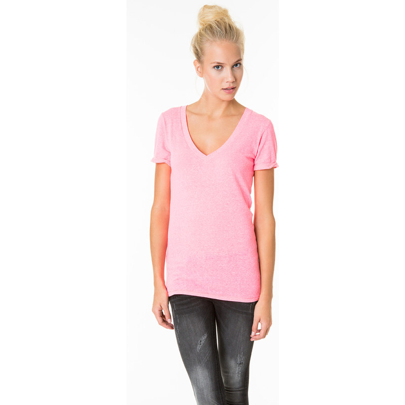 Tally Weijl Baby Pink Basic Roll-Up Sleeve Top