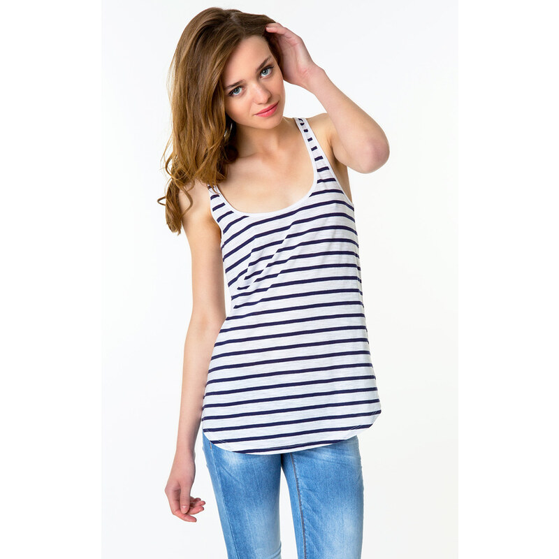 Tally Weijl White & Blue Striped Vest Top