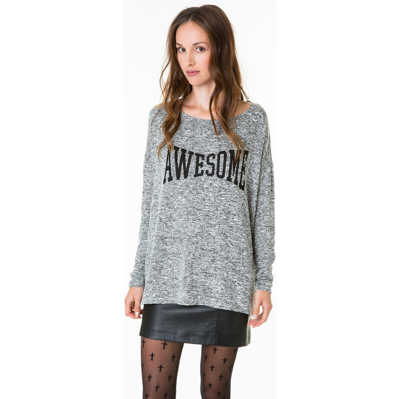 Tally Weijl Grey "Awesome" Printed Jumper