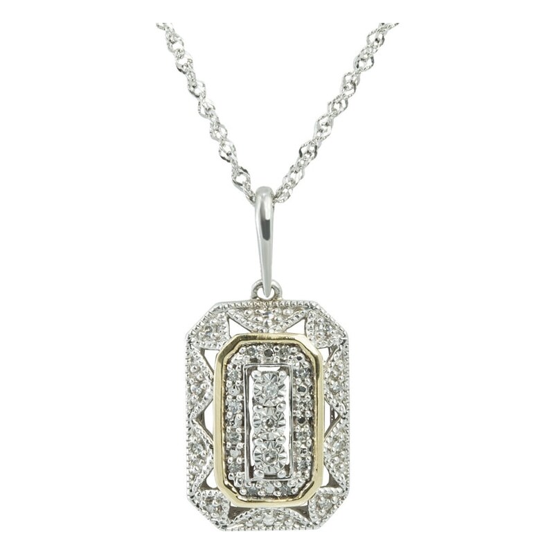 Stříbrný dvoubarevný náhrdelník s diamanty KLENOTA kln2415