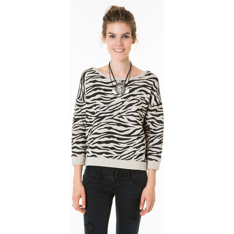 Tally Weijl Grey Zebra Print Sweater
