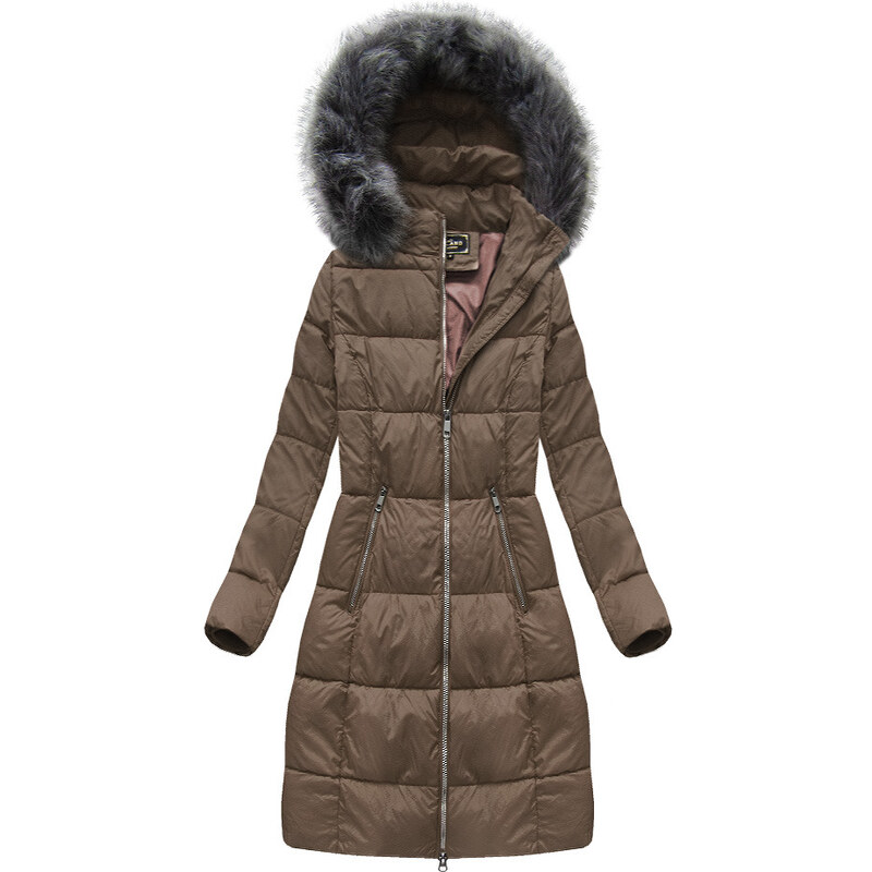 Libland Hnědá prošívaná dámská zimní bunda (7701)