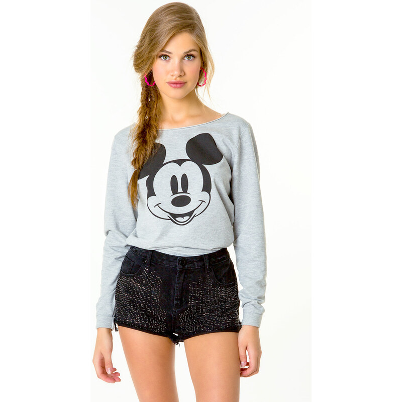 Tally Weijl Grey "Mickey" Print Sweater