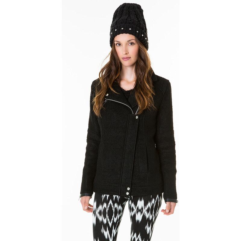 Tally Weijl Black Zip Up Biker Coat