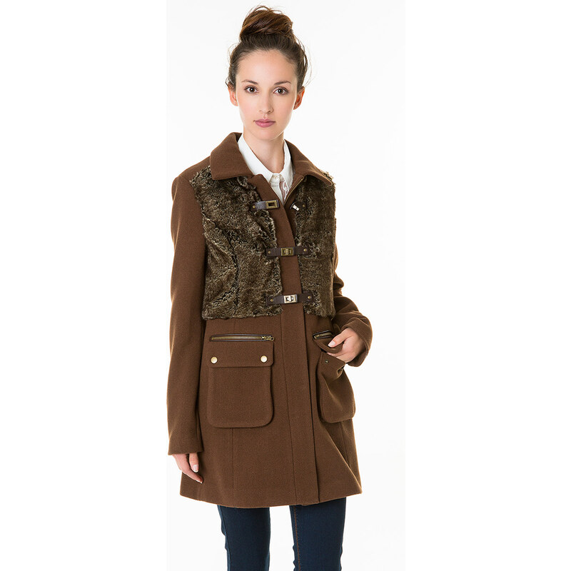 Tally Weijl Brown Coat with Faux Fur