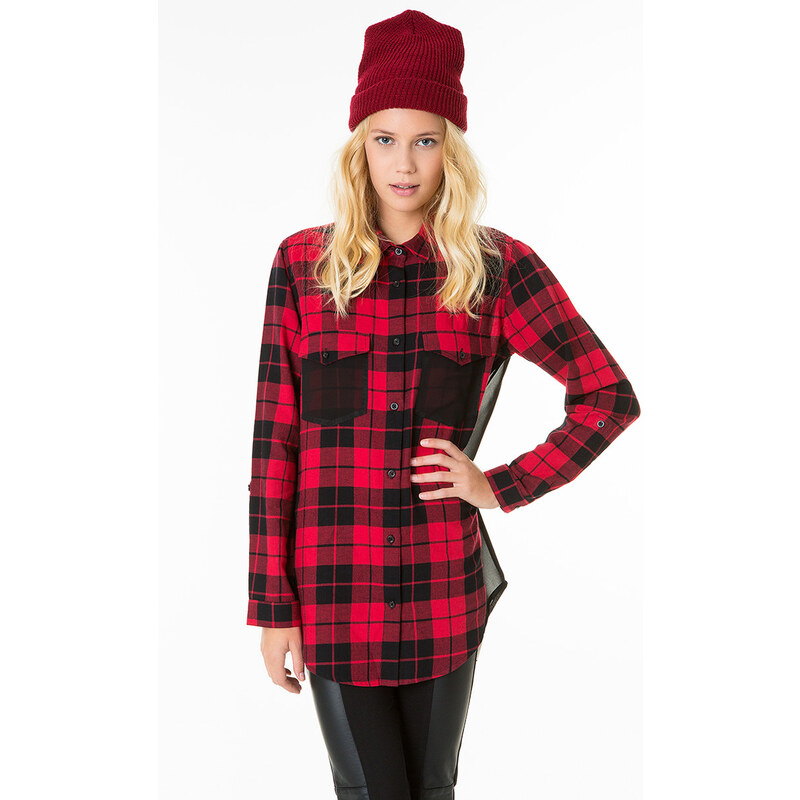 Tally Weijl Checked Shirt With Mesh Panel