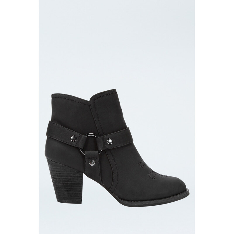 Tally Weijl Black Buckle Strap Ankle Boots
