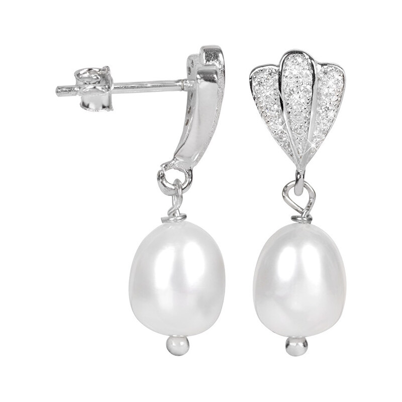 JwL Luxury Pearls Perlové náušnice s bílou pravou perlou JL0098