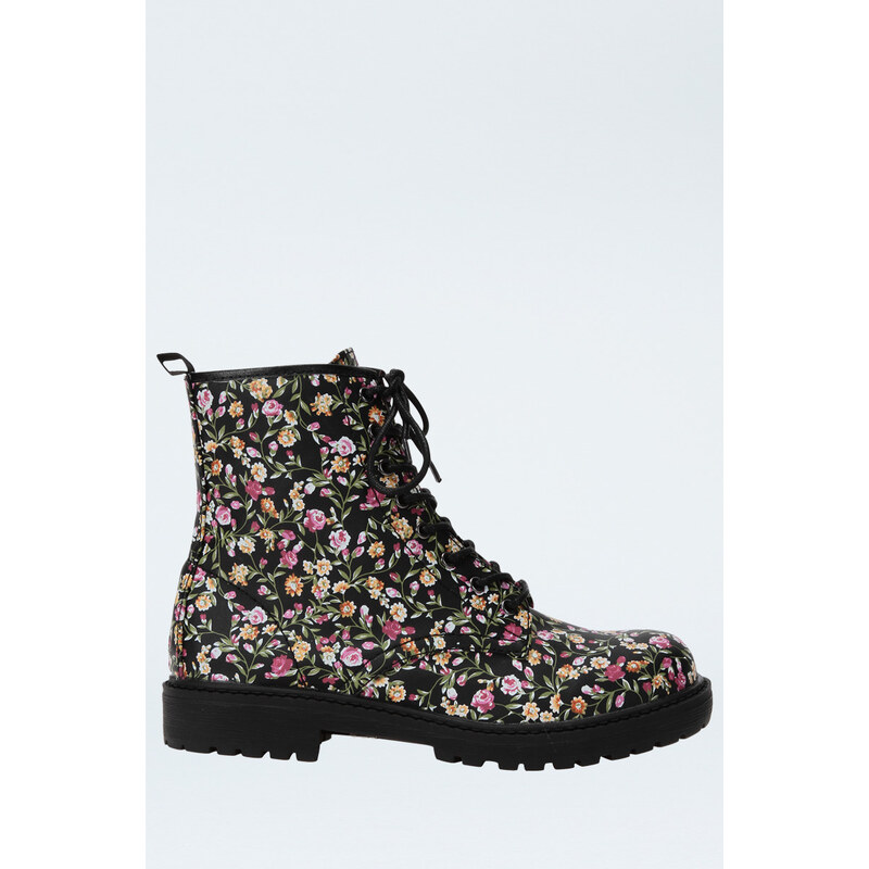 Tally Weijl Black Floral Ankle Boots