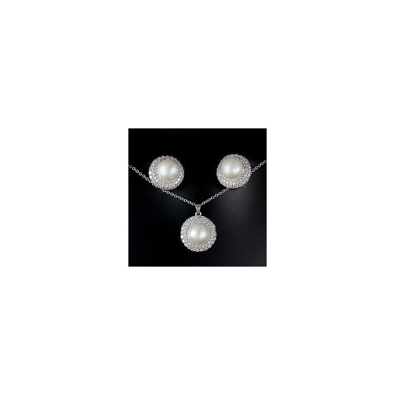 LightInTheBox Fabulous Platinum Silver Plated With Big Pearl Wedding Jewelry Set (Including Earrings,Necklace)(More Color)