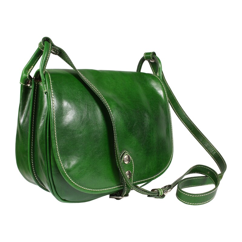 Zelená kožená italská crossbody kabelka Caccia Verde NovaKabelka