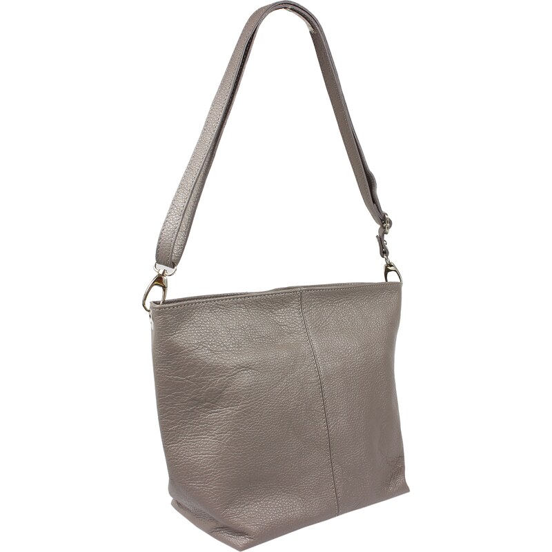 Šedá kožená italská crossbody kabelka Prisca Grigia Scura NovaKabelka 31337231