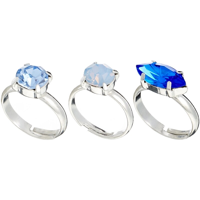 Krystal Set of Three Swarovski Crystal Rings - Blue