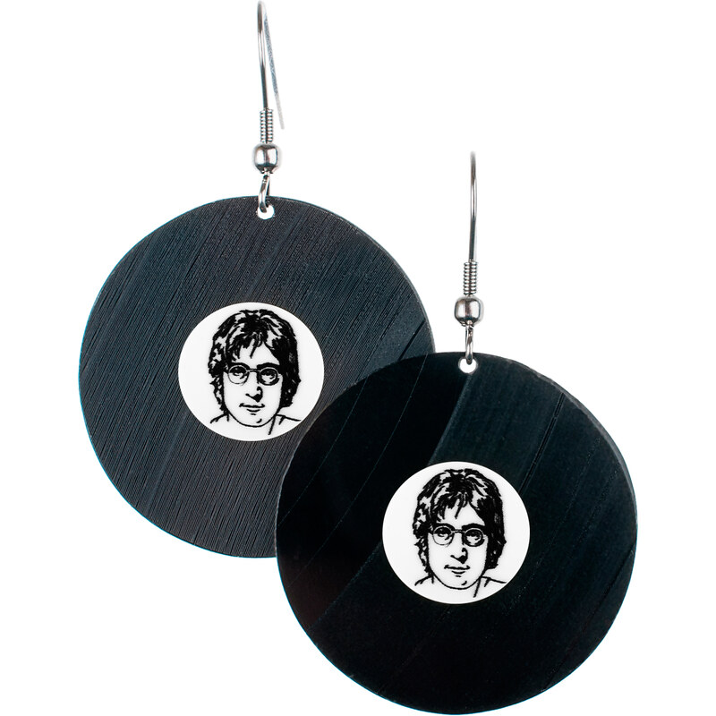 Lovemusic Visací náušnice vinyl - bílé - John Lennon: Bílá