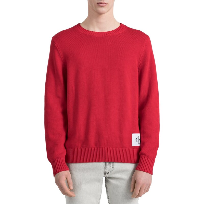 Calvin Klein pánský svetr CK Logo Side Print červený