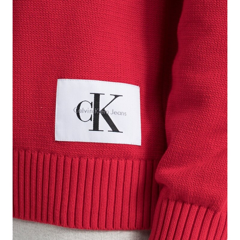 Calvin Klein pánský svetr CK Logo Side Print červený