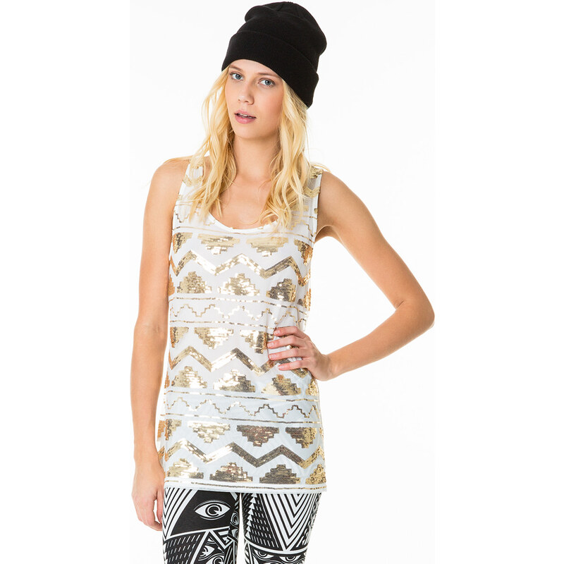 Tally Weijl White Sequin Embellished Tank Top