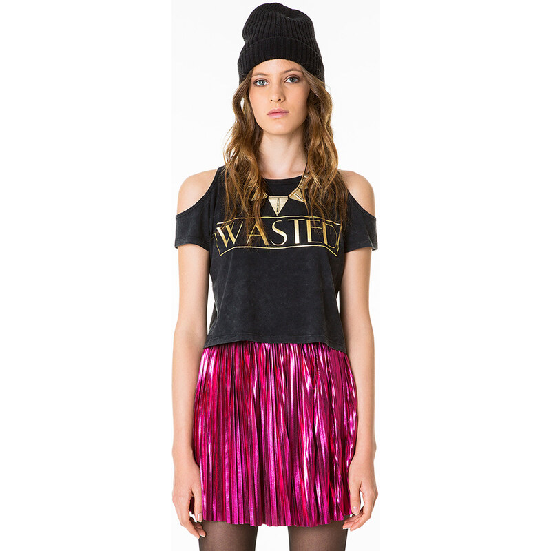 Tally Weijl Black "Wasted" Cut-Out-Detail Crop Top