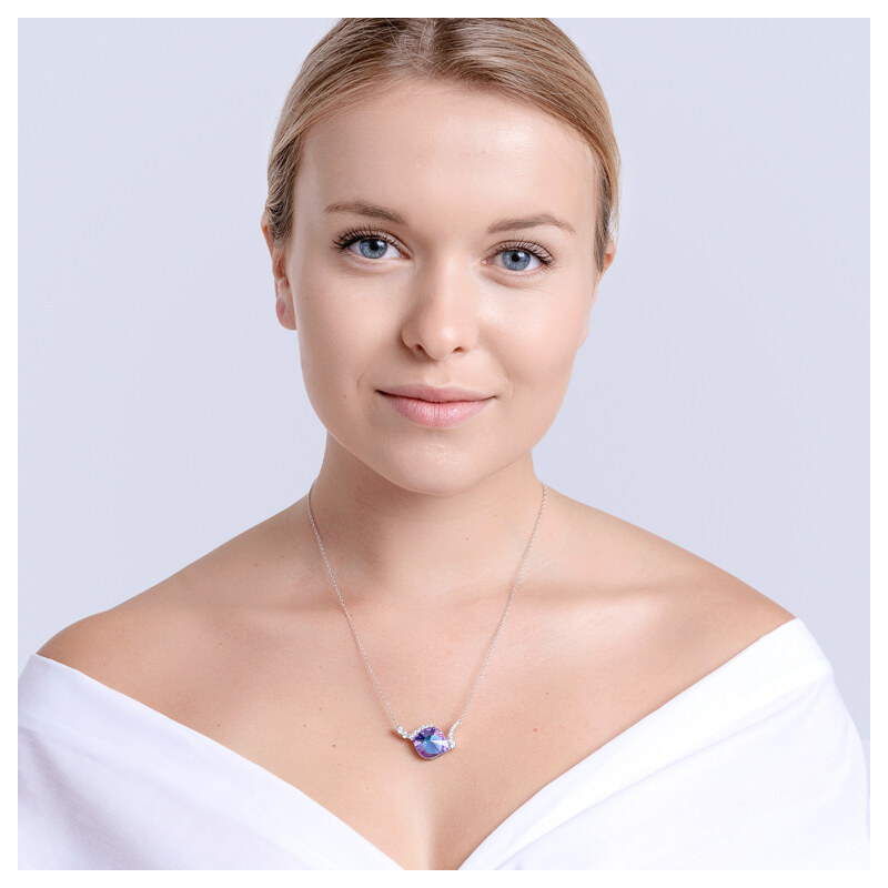 Preciosa stříbrný náhrdelník Pavo, český křišťál, kubická zirkonie, vícebarevný