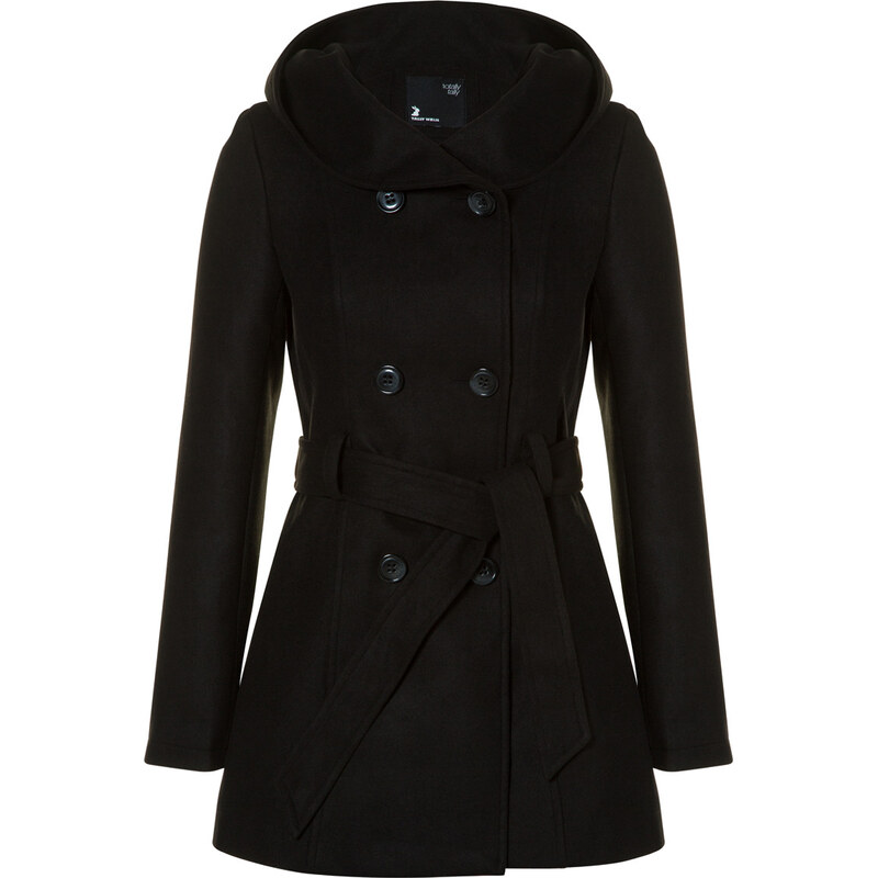 Tally Weijl Black Button & Hooded Coat