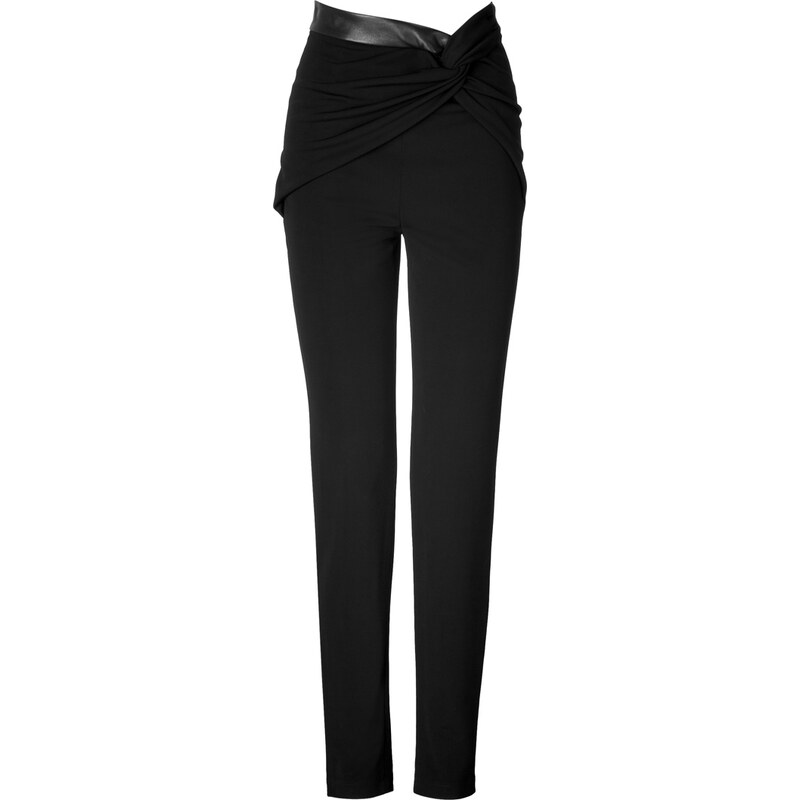 Vionnet Draped Jersey Pants with Leather Waist