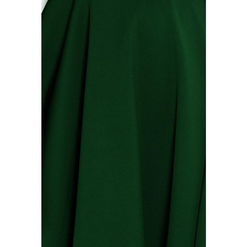 NUMOCO Zelené šaty s výstřihem do V ARIANNA Tmavě zelená