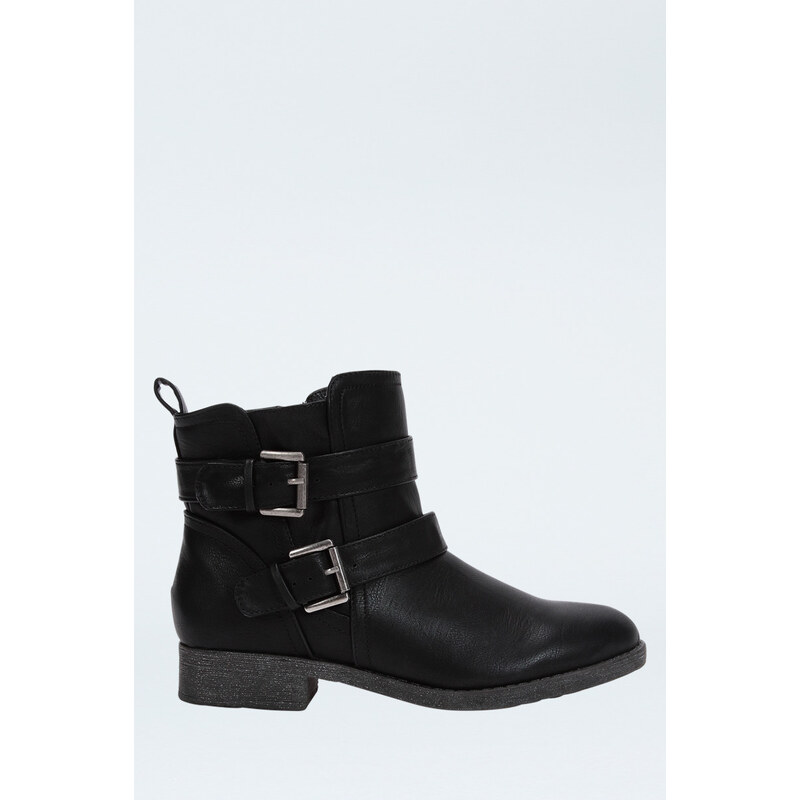Tally Weijl Black Buckle & Strap Ankle Boots