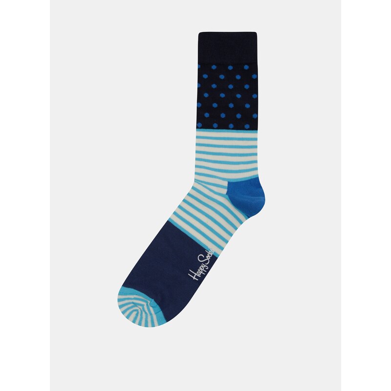 Tyrkysovo-modré vzorované ponožky Happy Socks Stripe Dot