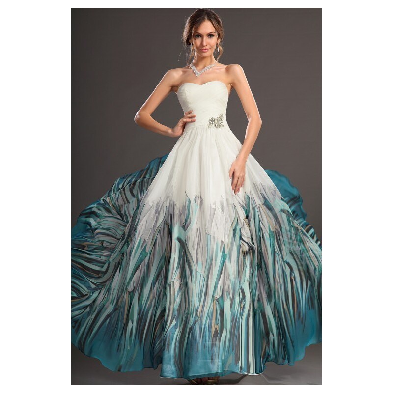 Luxusní plesové dámské šaty eDressit - barva bílá - Velikost XS