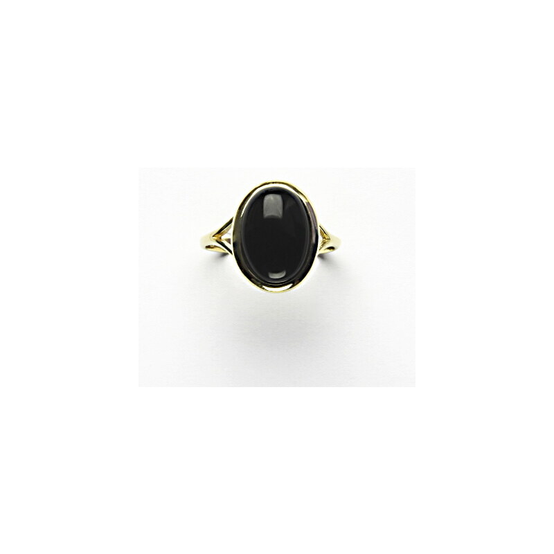 Zlatý prsten ,přírodní černý achát onyx, žluté zlato - T 69347998