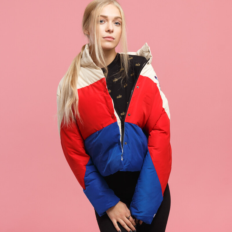 Champion Reverse Weave Down Jacket kremova ervena modra GLAMI.cz